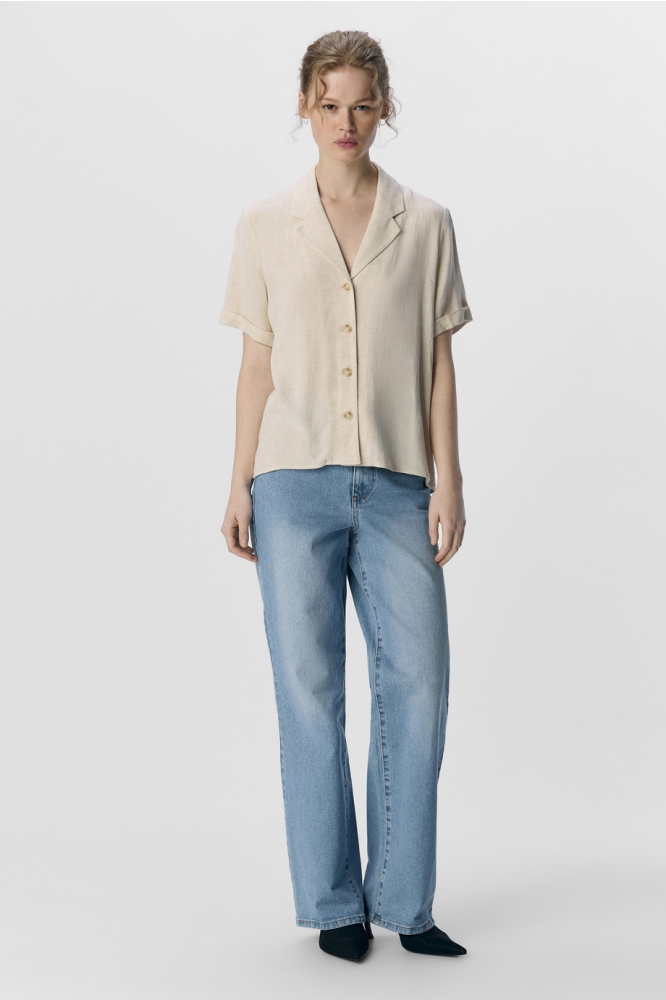 OBJSANNE S/S RE SHIRT NOOS 23045709 SANDSHELL